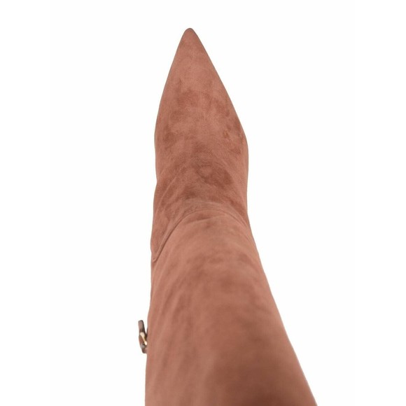 $795 Stuart Weitzman XCurve 85 Slouch Boot Pointed Toe Knee High Capucino 8.5 - Picture 4 of 5